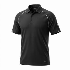 Nike Golf Fit Dry Polo Shirt Black White Piping 319705-010 Men's Size S